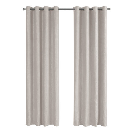 MONARCH SPECIALTIES Curtain Panel, 2pcs Set, 54"W X 95"L, Grommet, Living Room, Bedroom, Kitchen, Micro Suede, Beige I 9818